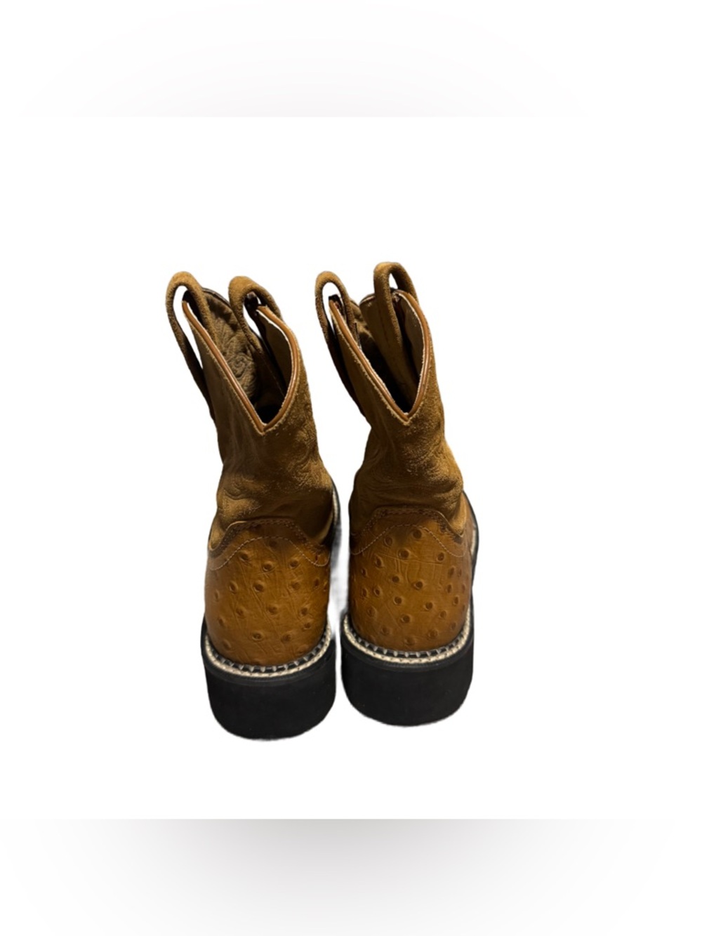 Ariat Fatbaby Cowgirl Boots Women's Leather Pull On Ostrich Print Western Size 8 - Picture 4 of 7